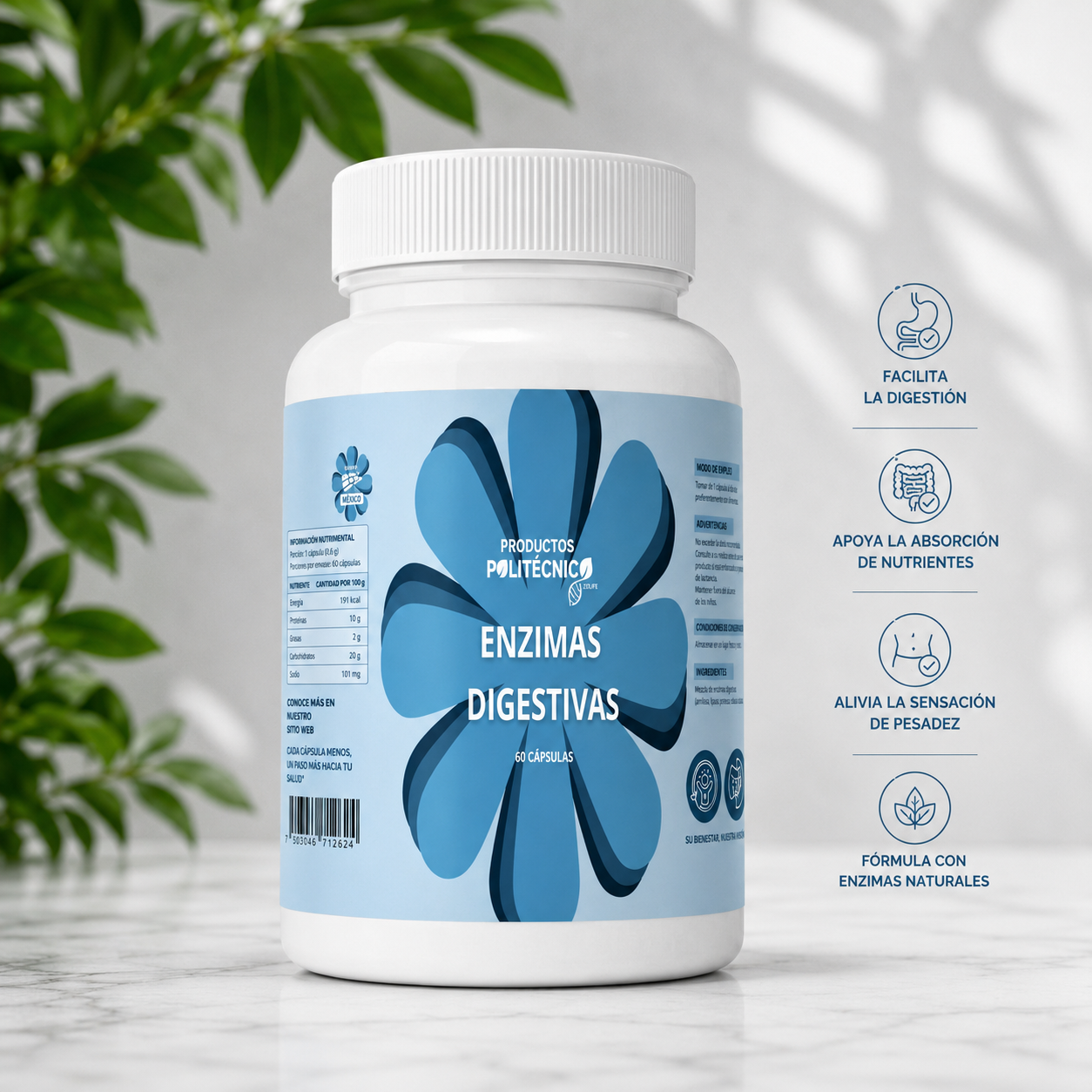 Enzimas Digestivas Bromelina Papaína 60 Cáps Digestión