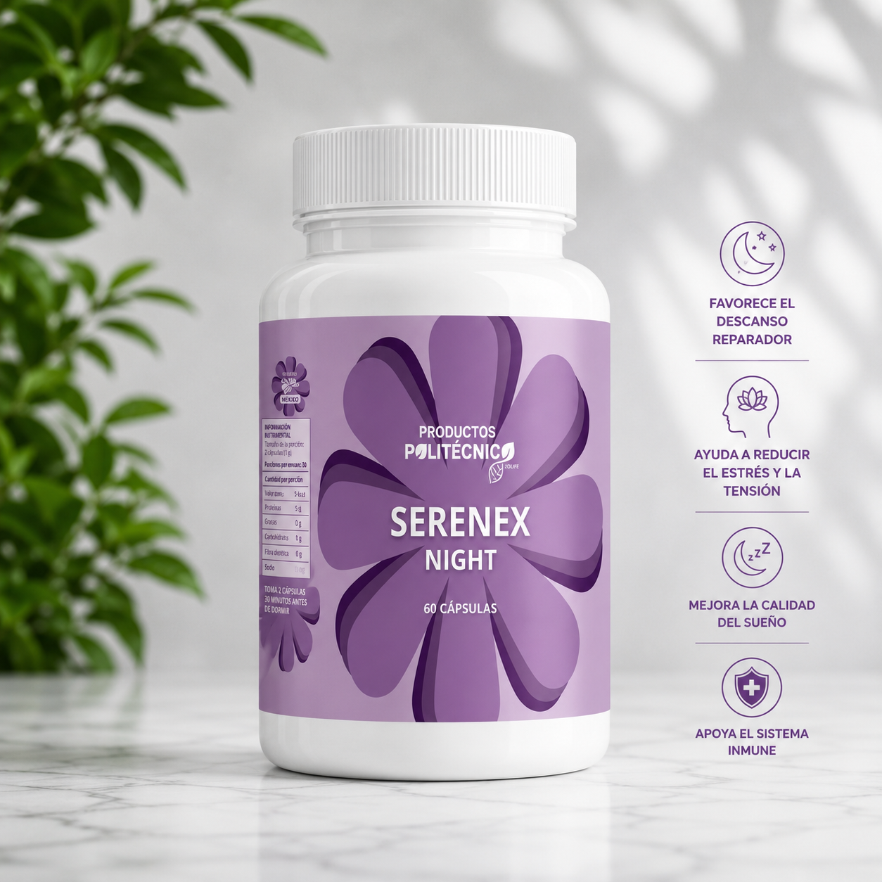 Serenex Night Melatonina Valeriana Sueño Relajación Dormir