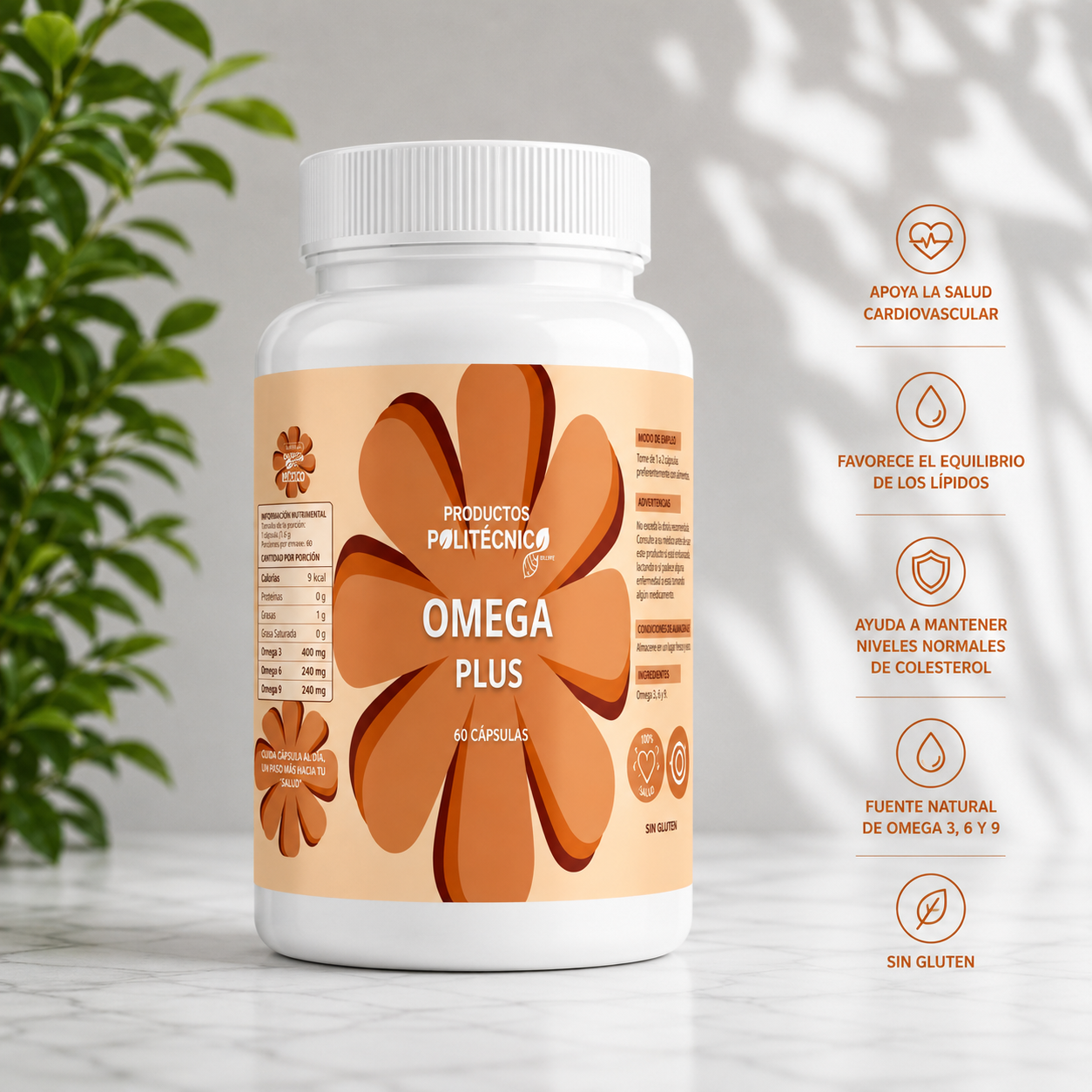 Omega 3 6 9 EPA DHA Aceite Pescado Corazón 60 Cápsulas