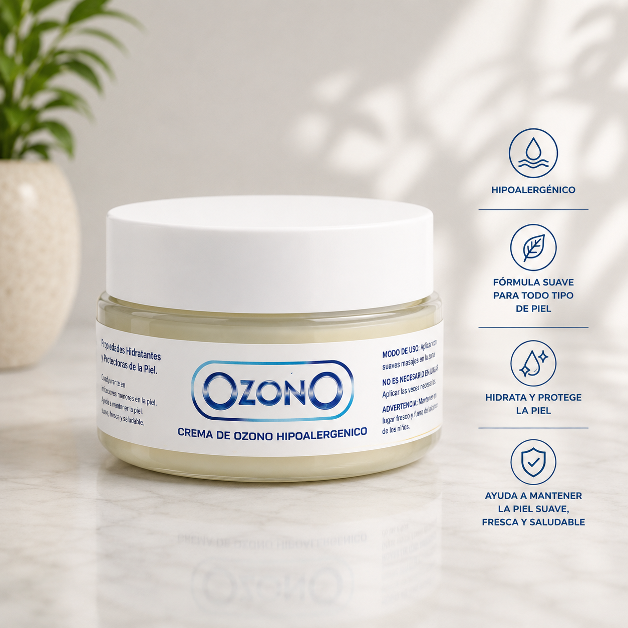 Crema de Ozono Ozonizada Facial Corporal Hidratante Piel