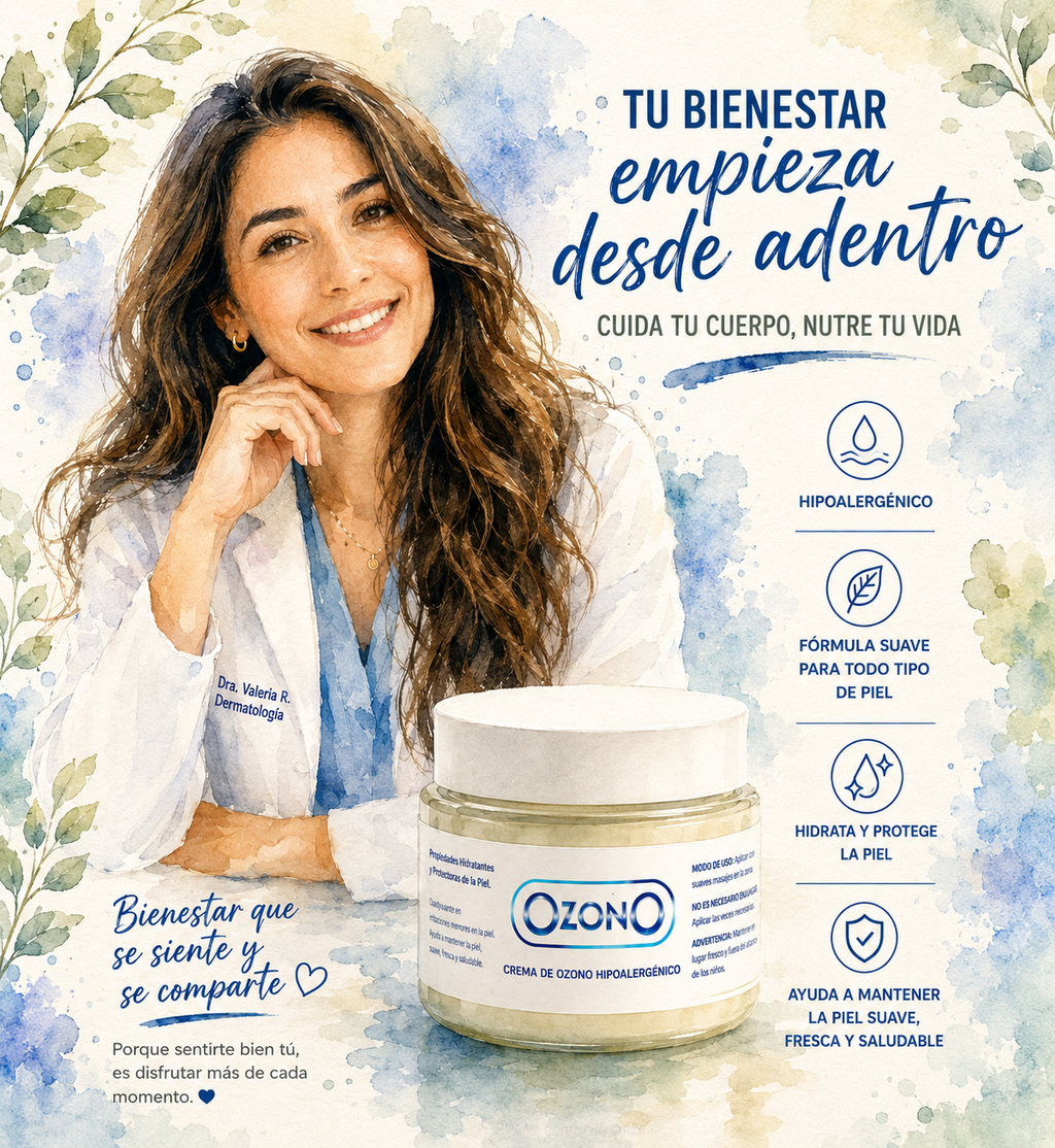 Crema de Ozono Ozonizada Facial Corporal Hidratante Piel