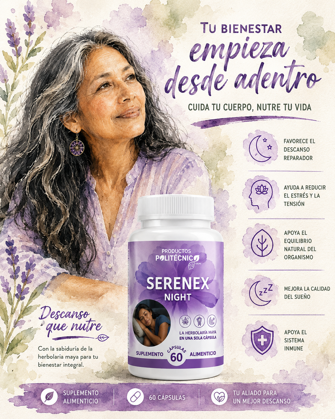 Serenex Night Melatonina Valeriana Sueño Relajación Dormir