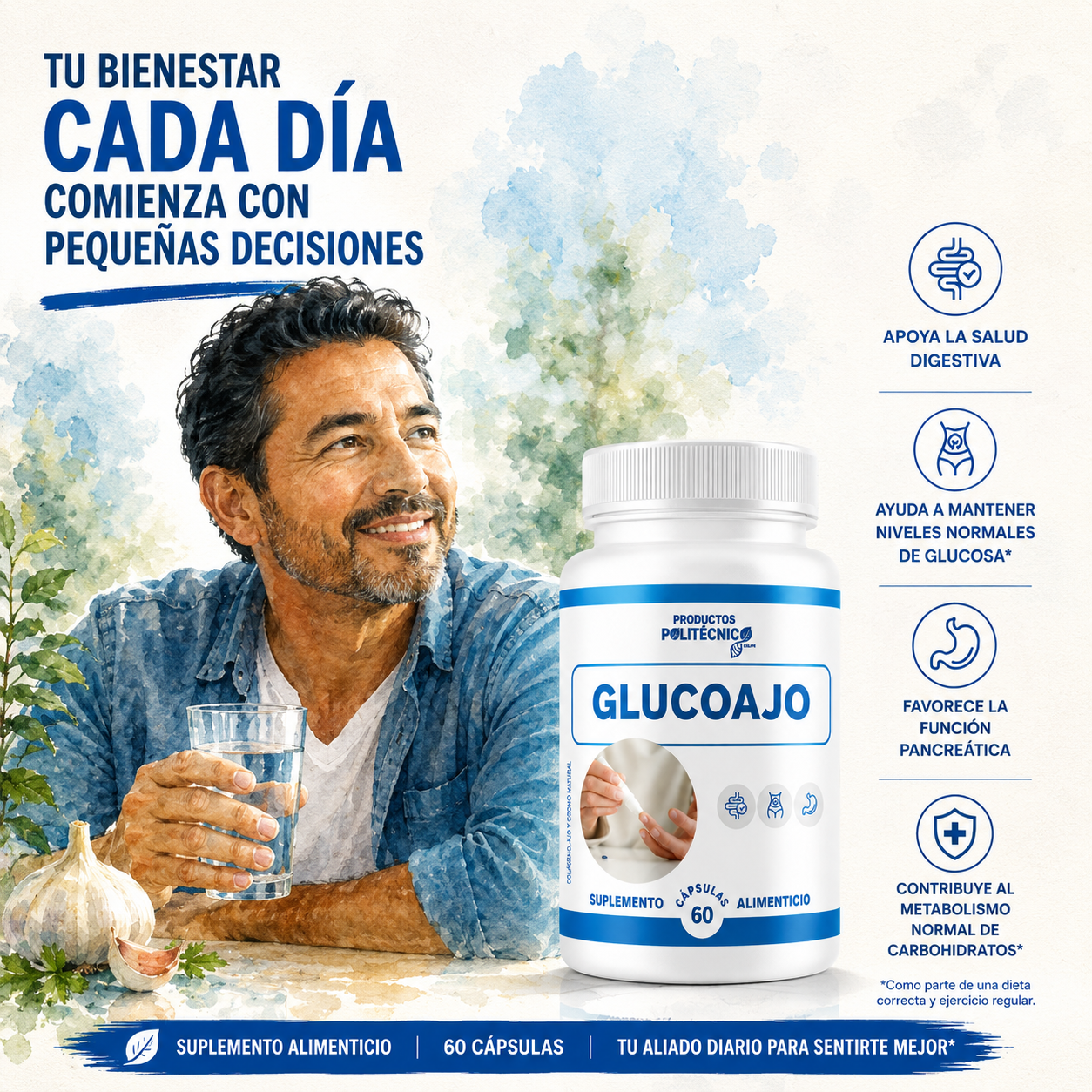 Glucoajo Ajo Negro + Glucosamina Articulaciones Movilidad