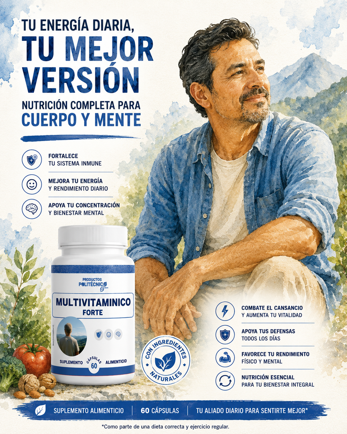 Multivitamínico Forte Vitaminas Minerales Mujer Hombre