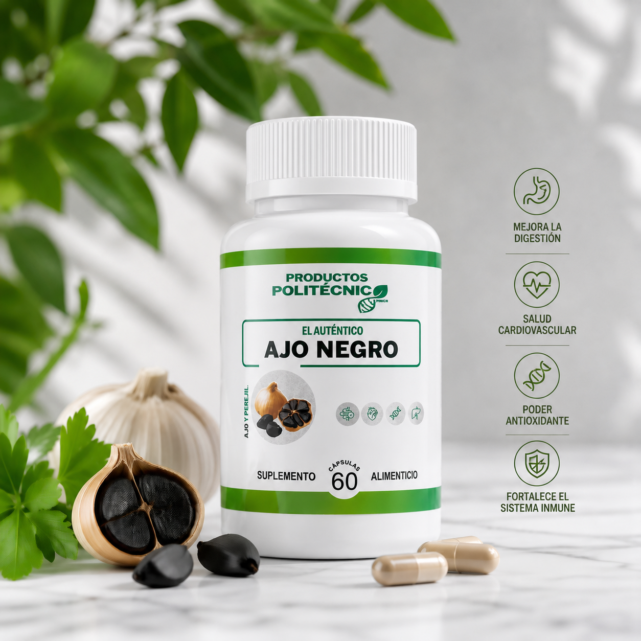 Ajo Negro Fermentado con Colágeno | Apoyo Cardiovascular y Antioxidante